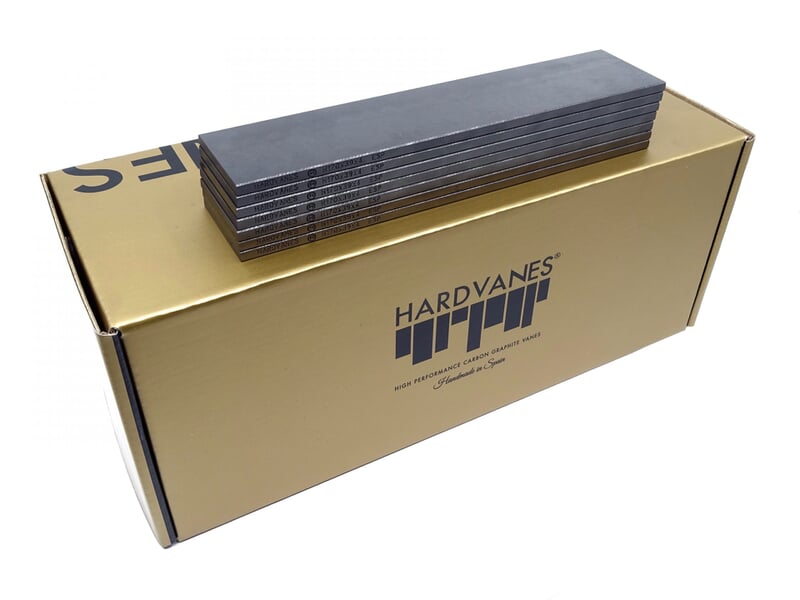 Paletas de grafito Hardvanes para BECKER DVT 3.60 sobre su caja