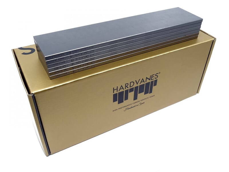 Paletas de grafito Hardvanes para RIETSCHLE DTA 100 sobre su caja