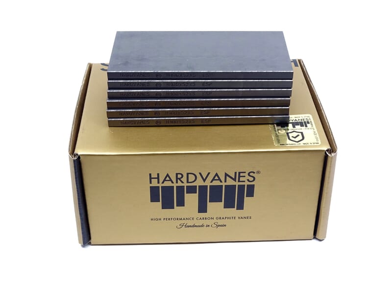 Paletas de grafito Hardvanes para RIETSCHLE DTA 40 sobre su caja
