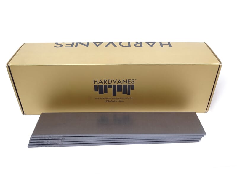 Paletas de grafito Hardvanes para RIETSCHLE DTB 180 delante de su caja