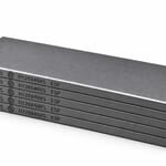 Kit de 5 paletas HARDVANES® de 120 × 40 × 5 mm, carbono-grafito con bisel, grabado a la izquierda y fondo blanco