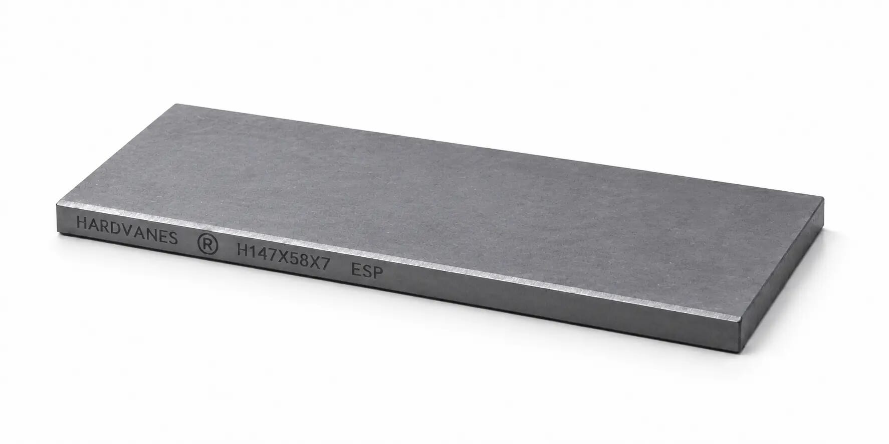 HARDVANES® — Paleta individual 147 × 58 × 7 mm con bisel fino y grabado a la izquierda del canto