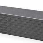 Kit HARDVANES® de 8 paletas idénticas de 200 × 34 × 4 mm, apiladas y alineadas sobre fondo blanco.