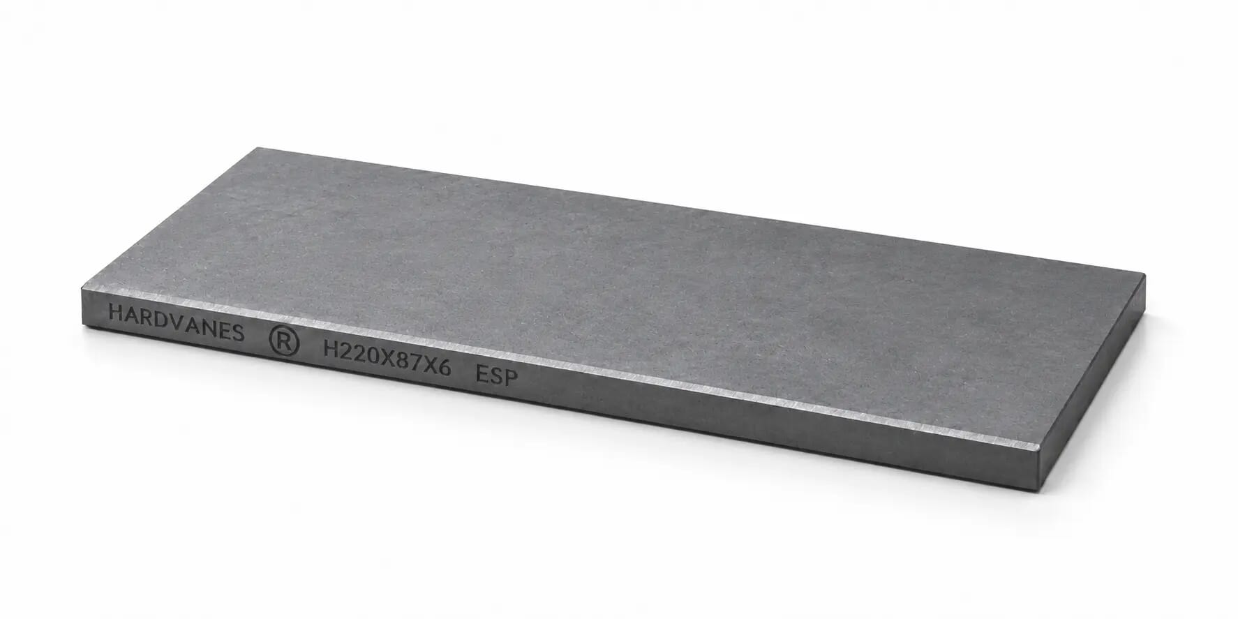 HARDVANES® — Paleta individual 220 × 87 × 6 mm con bisel fino y grabado a la izquierda del canto