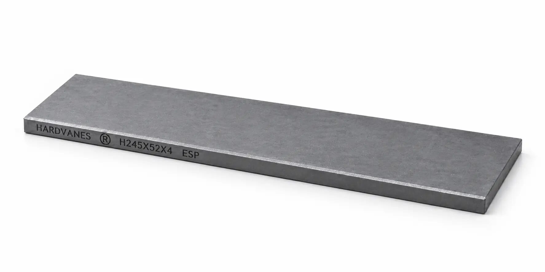 HARDVANES® — Paleta individual 245 × 52 × 4 mm con bisel fino y grabado a la izquierda del canto