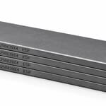 Kit de 4 paletas HARDVANES® de 250 × 39 × 4 mm, carbono-grafito con bisel, grabado a la izquierda y fondo blanco