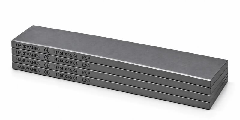 Kit de 4 paletas HARDVANES de carbono-grafito de 260 × 46 × 4 mm con bisel y grabado lateral