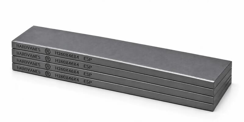 Kit de 4 paletas HARDVANES de carbono-grafito de 260 × 46 × 4 mm con bisel y grabado lateral