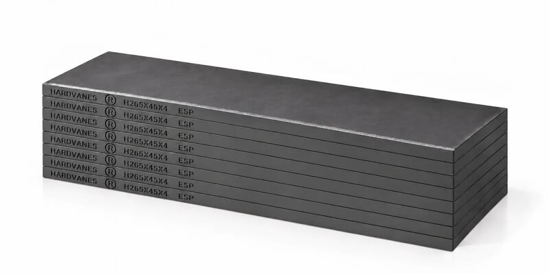 HARDVANES® H265454/8 — Kit de 8 paletas 265 × 45 × 4 mm con bisel fino y grabado a la izquierda del canto