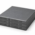 Kit HARDVANES® de 3 paletas idénticas de 27 × 34 × 4 mm, apiladas y alineadas sobre fondo blanco.