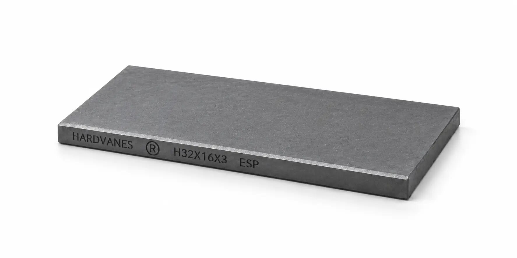 HARDVANES® — Paleta individual 32 × 16 × 3 mm Paleta HARDVANES® de 32 × 16 × 3 mm en grafito mate, grabado en el canto frontal.