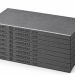 Kit de 8 paletas HARDVANES® de 40 × 24 × 3 mm, carbono-grafito con bisel, grabado a la izquierda y fondo blanco