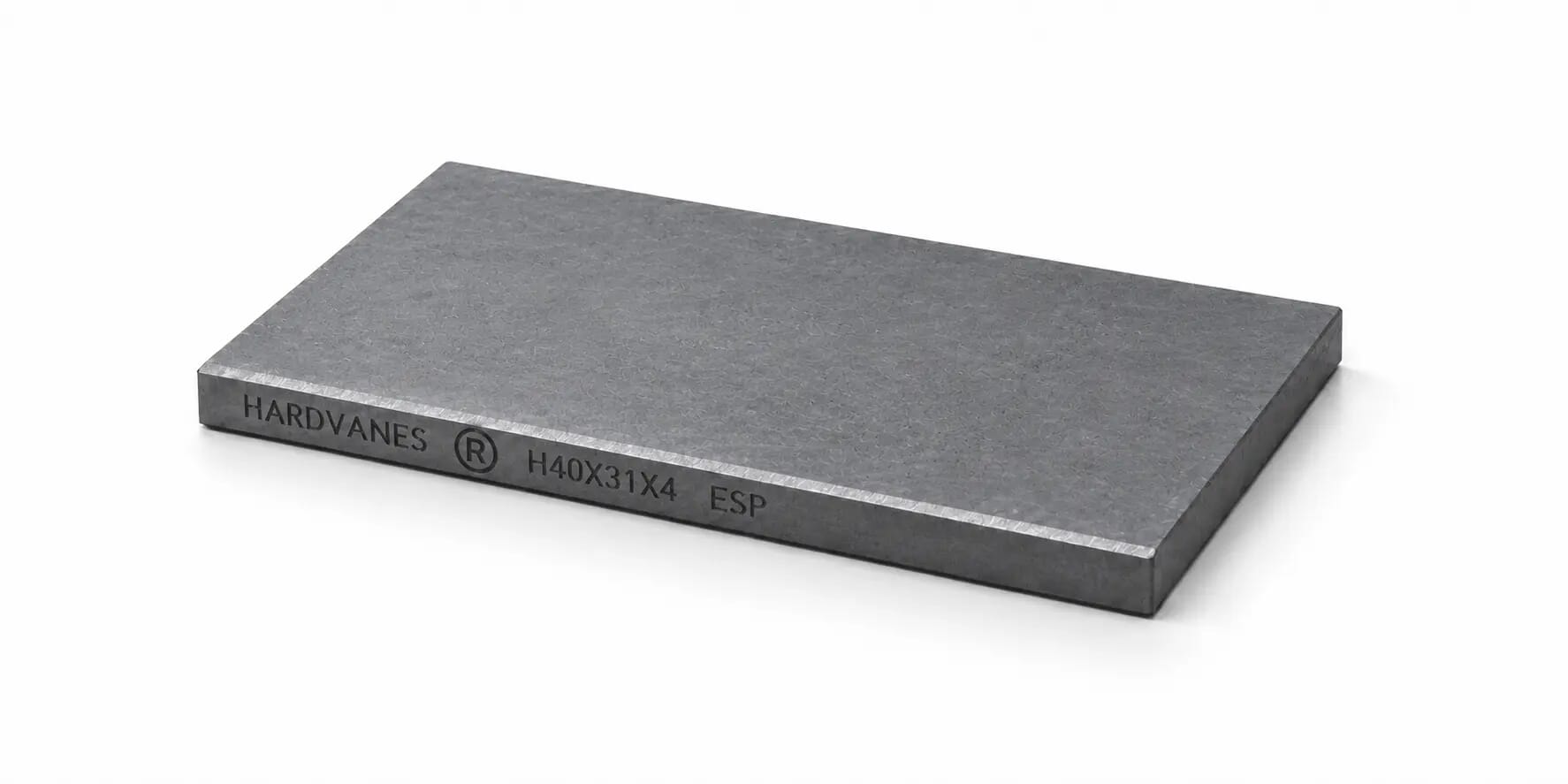HARDVANES® — Paleta individual 40 × 31 × 4 mm con bisel fino y grabado a la izquierda del canto