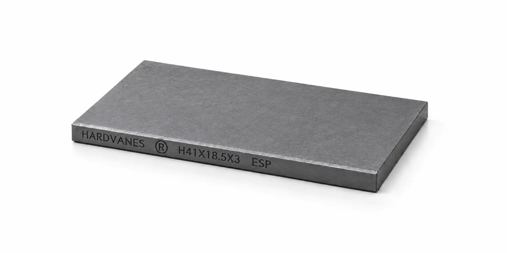 HARDVANES® — Paleta individual 41 × 18.5 × 3 mm Paleta HARDVANES® de 41 × 18.5 × 3 mm en grafito mate, grabado en el canto frontal.