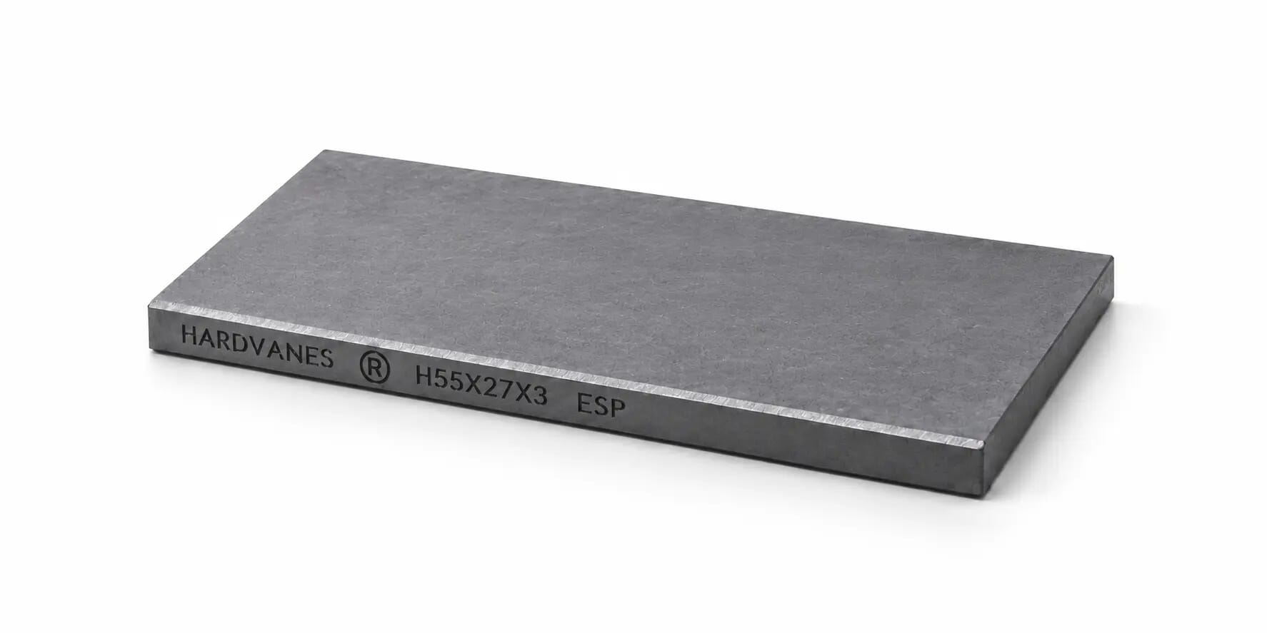 HARDVANES® — Paleta individual 55 × 27 × 3 mm con bisel fino y grabado a la izquierda del canto
