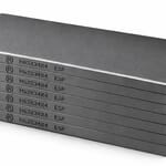 Kit de 7 paletas HARDVANES® de 63 × 34 × 4 mm, carbono-grafito con bisel, grabado a la izquierda y fondo blanco