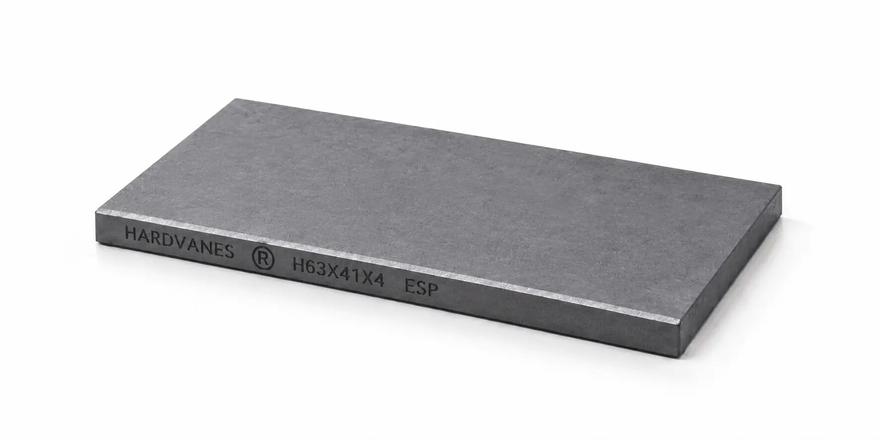 HARDVANES® — Paleta individual 63 × 41 × 4 mm con bisel fino y grabado a la izquierda del canto