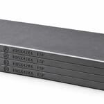 Kit de 4 paletas HARDVANES® de 85 × 42 × 4 mm, carbono-grafito con bisel, grabado a la izquierda y fondo blanco