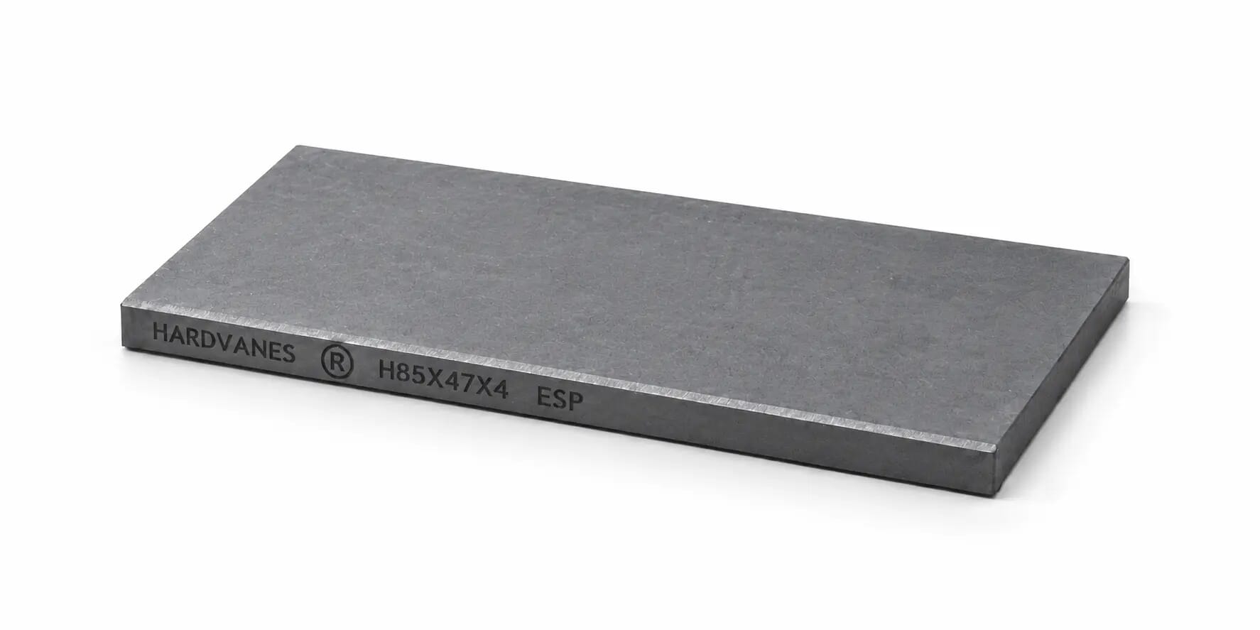 HARDVANES® — Paleta individual 85 × 47 × 4 mm con bisel fino y grabado a la izquierda del canto