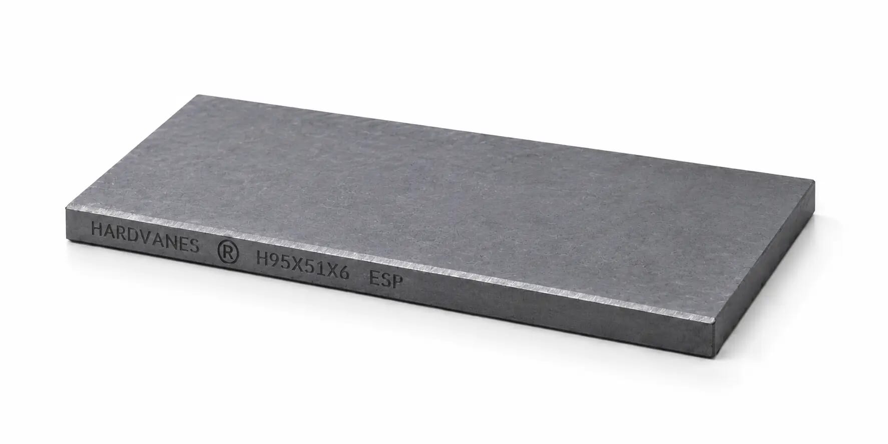 HARDVANES® — Paleta individual 95 × 51 × 6 mm con bisel fino y grabado a la izquierda del canto