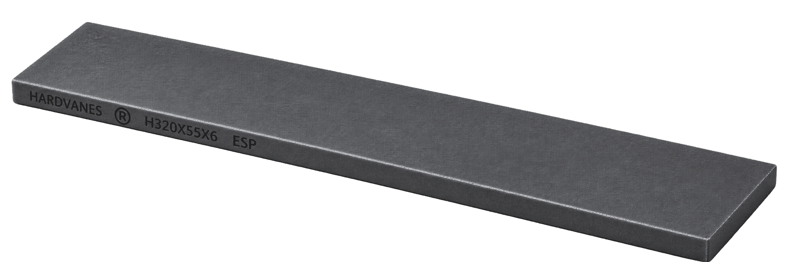 HARDVANES® carbon-graphite vane 320 × 55 × 6 mm with chamfered edge, reference illustration