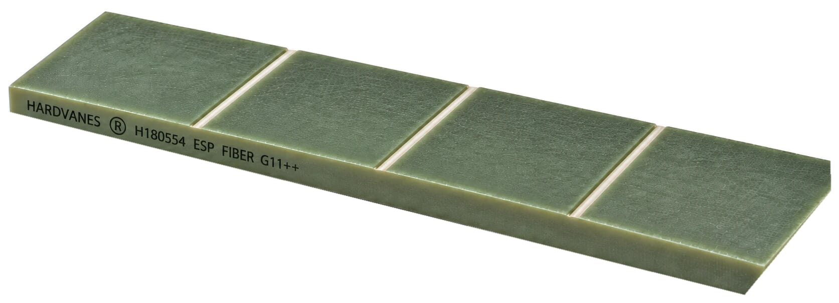 Complementary view of HARDVANES® G11++ H180554 180 × 55 × 4 mm vane with three transverse grooves and edge marking
