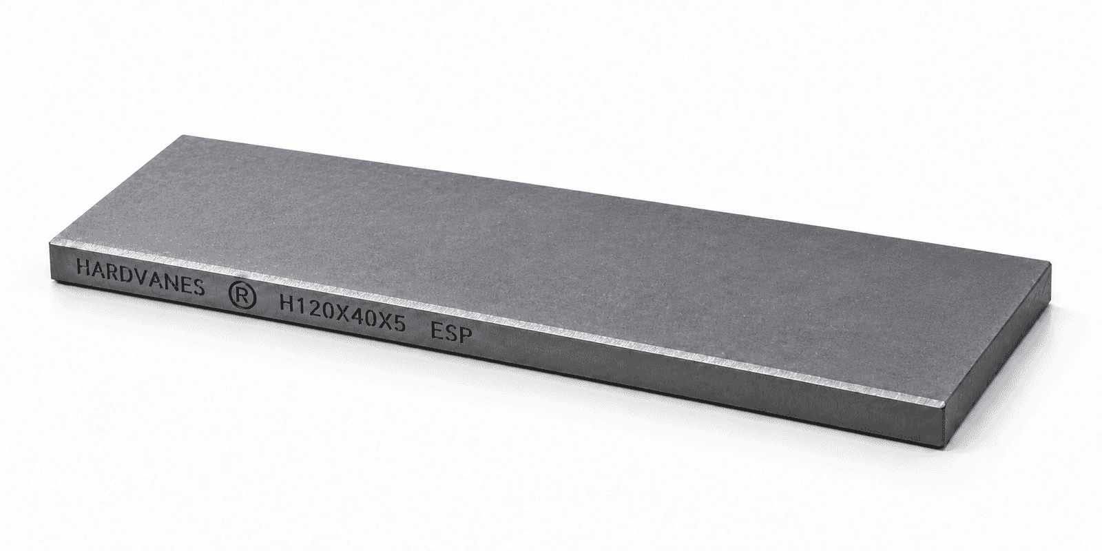 HARDVANES® H120405/4 — Paleta individual 120 × 40 × 5 mm Paleta individual HARDVANES® de carbono-grafito, 120 × 40 × 5 mm por paleta, con grabado a la izquierda.