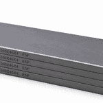 Kit de 4 paletas HARDVANES® de carbono-grafito, 160 × 46 × 4 mm por paleta, con grabado a la izquierda.