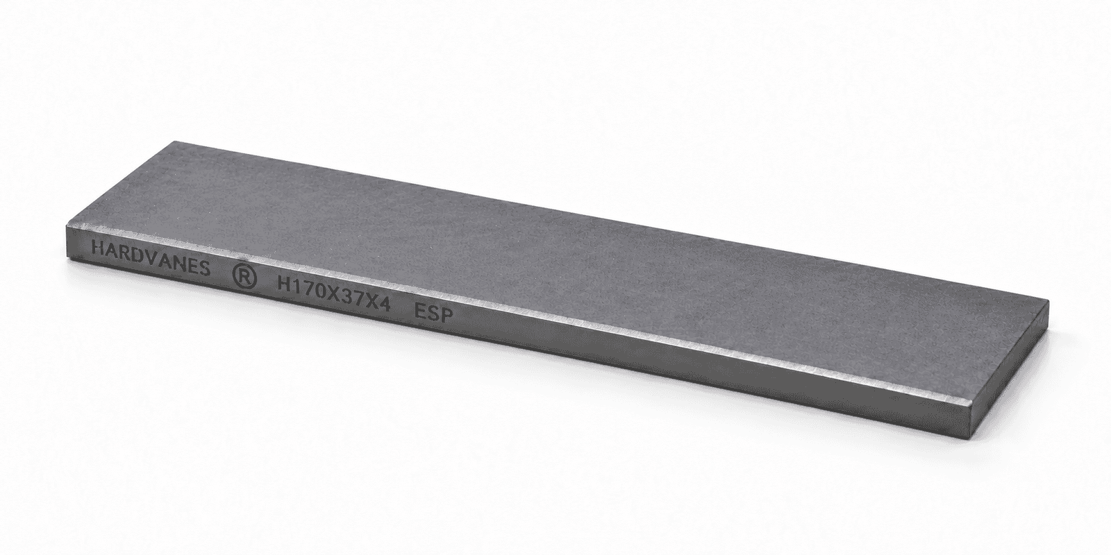 Paleta individual HARDVANES® de grafito especial, 170 × 37 × 4 mm por paleta, con grabado a la izquierda.