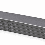 Kit de 4 paletas HARDVANES® de carbono-grafito, 170 × 44 × 4 mm por paleta, con grabado a la izquierda.