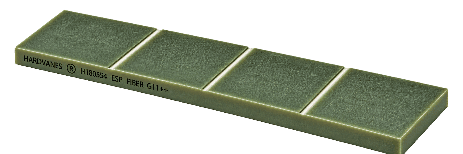 Hardvanes H180554 epoxy G11++ reference fibre vane 180 × 55 × 4 mm with three transverse grooves