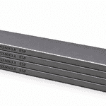 Kit de 4 paletas HARDVANES® de carbono-grafito, 249.5 × 40 × 3.8 mm por paleta, con grabado a la izquierda.